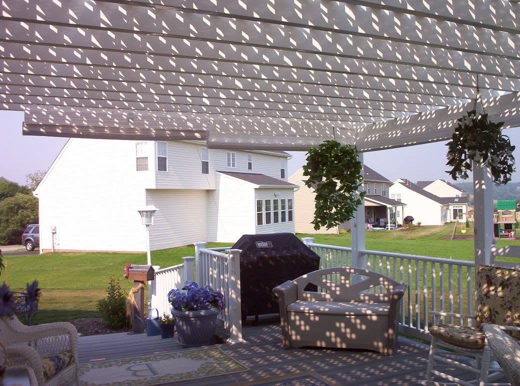 Pergola shading an outdoor living area